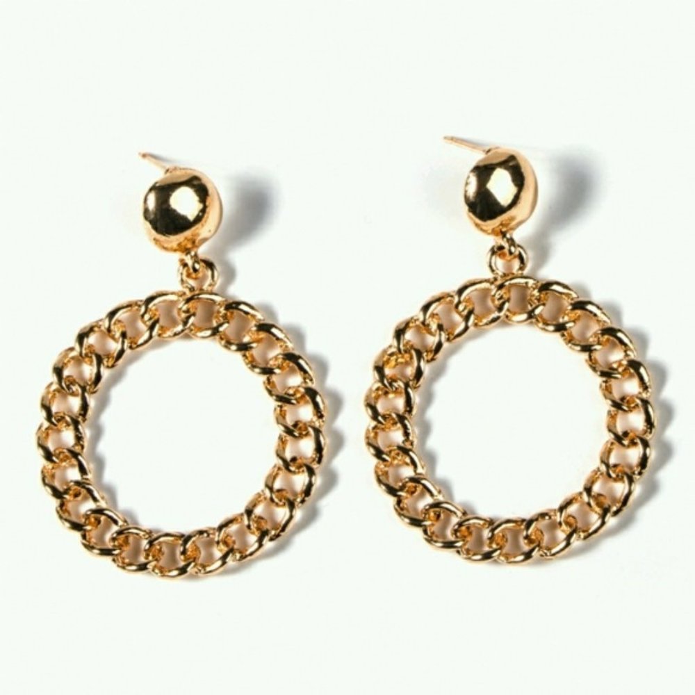 Cuban Link Hoop Drop earrings